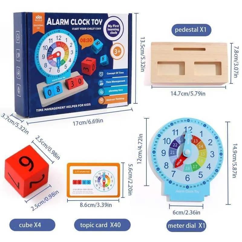 Wooden Alarm Clock Educational Toy for Kids