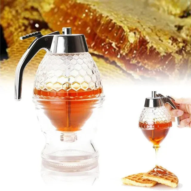 Elegant Crystal Honey Dispenser Honey Syrup Bee Pot Ja