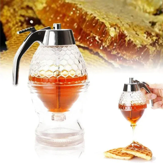 Elegant Crystal Honey Dispenser Honey Syrup Bee Pot Ja