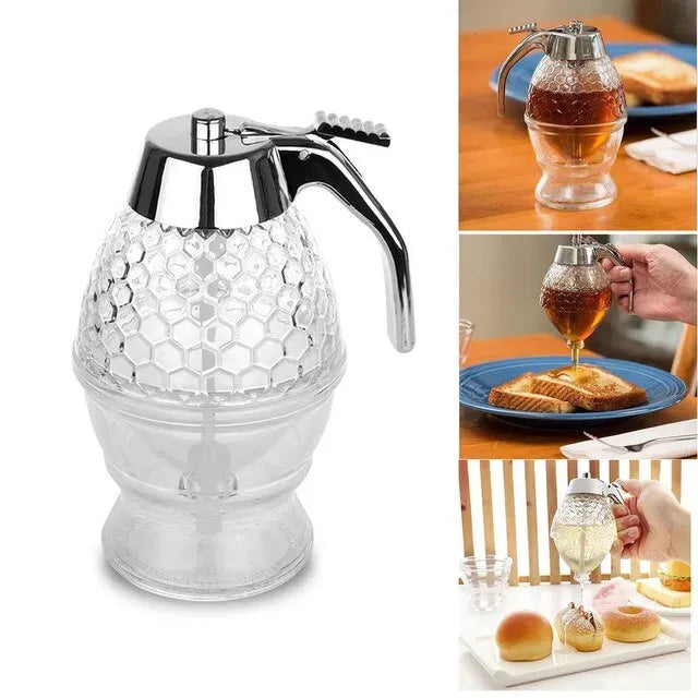 Elegant Crystal Honey Dispenser Honey Syrup Bee Pot Ja