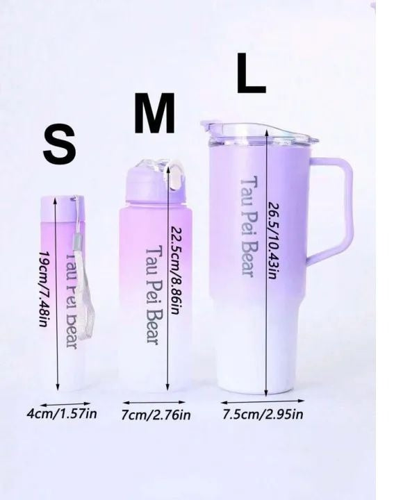 3pcs Gradient Water Bottles Set