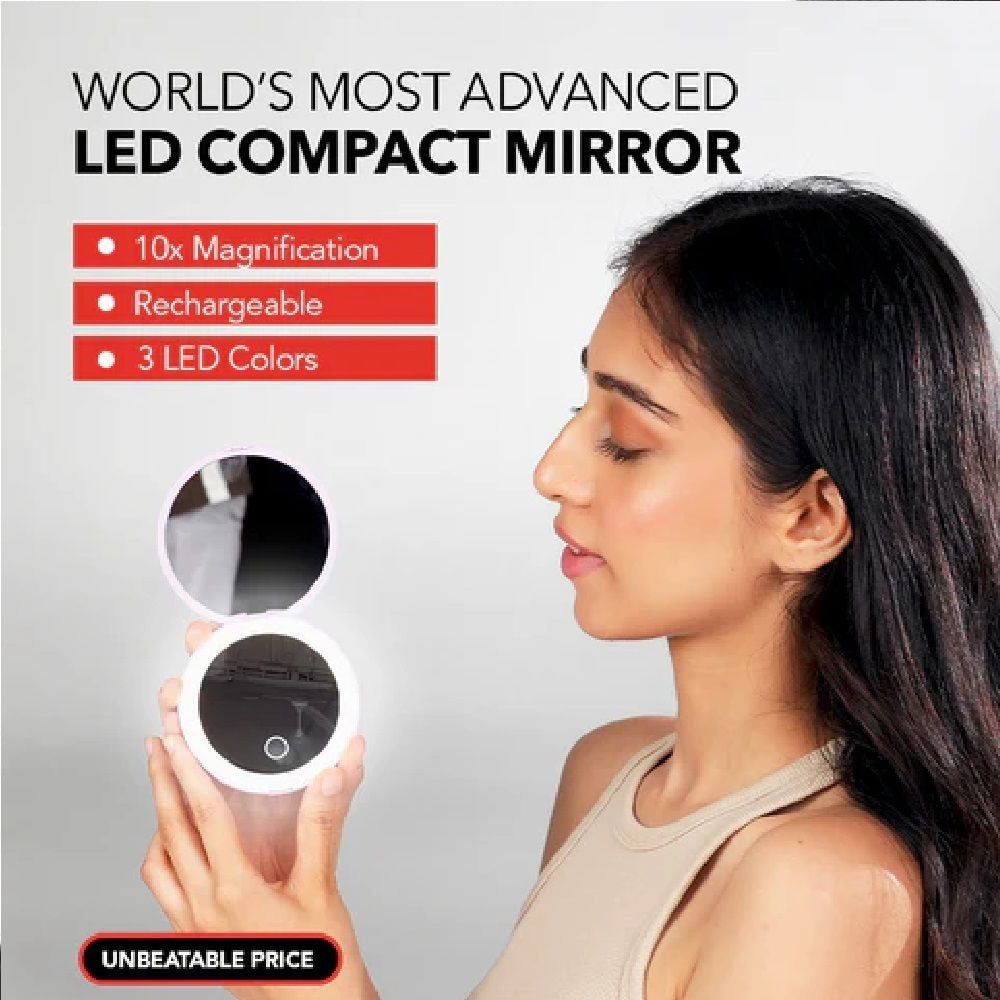 Led Pocket Mirror Rechargeable Compact LED Mirror