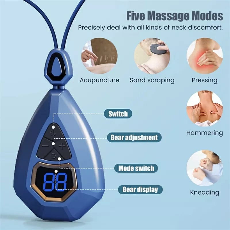 Smart Neck Massager EMS Plus Heating Electric Cervical Massager Shocker Heating Relieve Pain Massager Portable EMS Massager