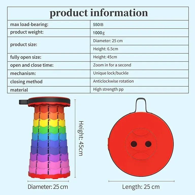 Portable Retractable Folding Stool Chair
